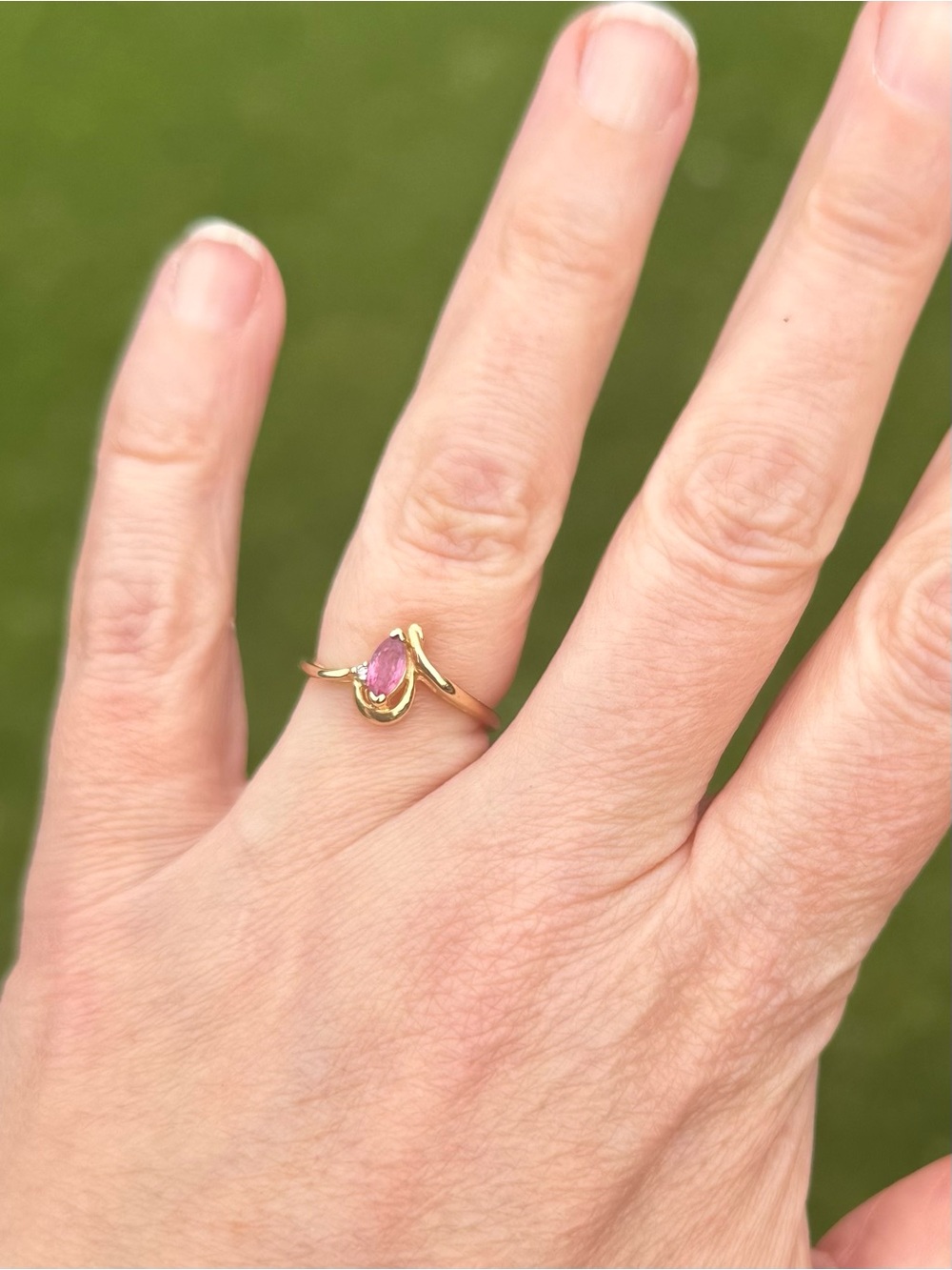 14K Pink Sapphire with diamond accent Ring Size 6